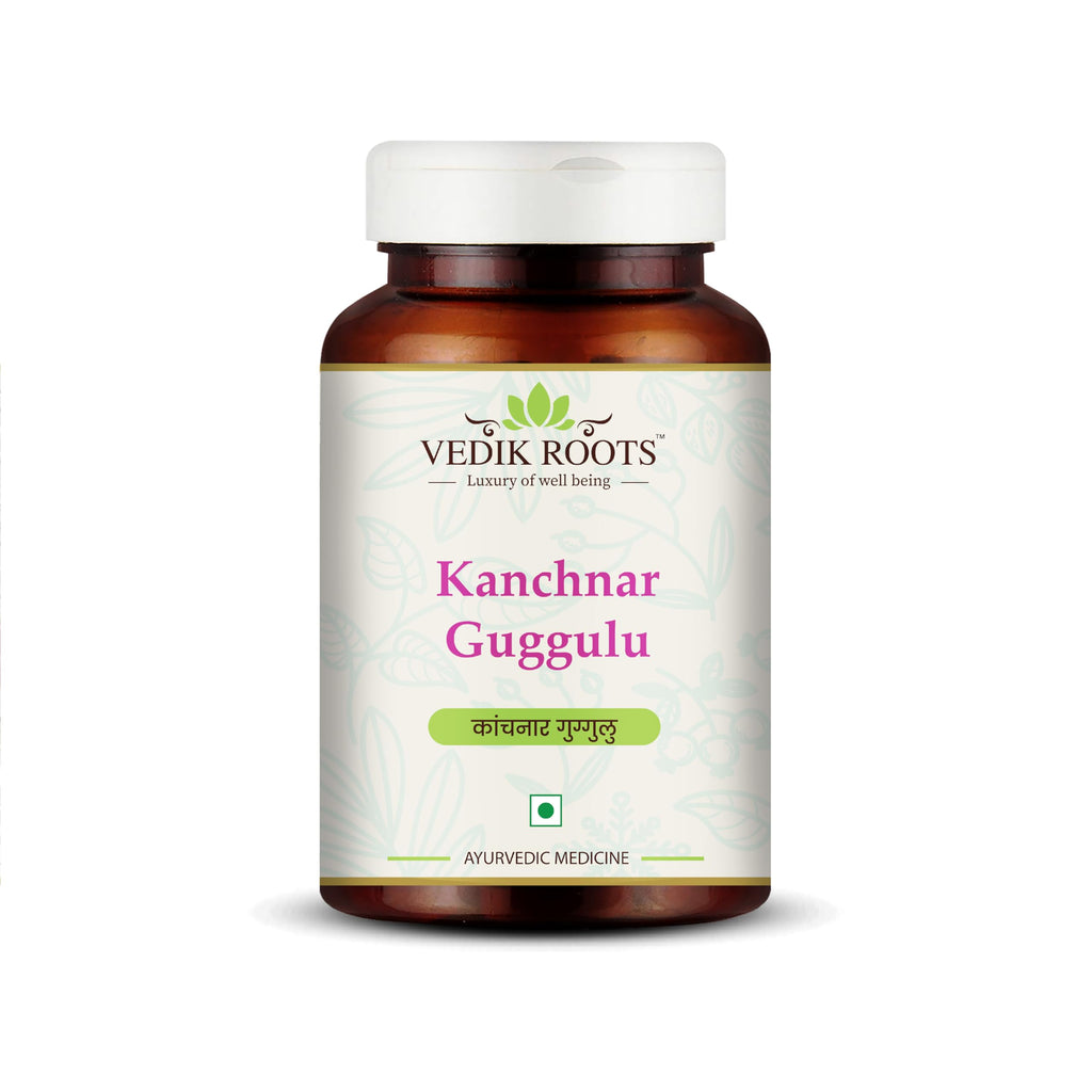 VEDIKROOTS Kanchnar Guggulu - Ayurvedic Thyroid Support, Hormonal Balance for Women, Joint Pain Relief, Swollen Lymph Nodes | 60 Tablets