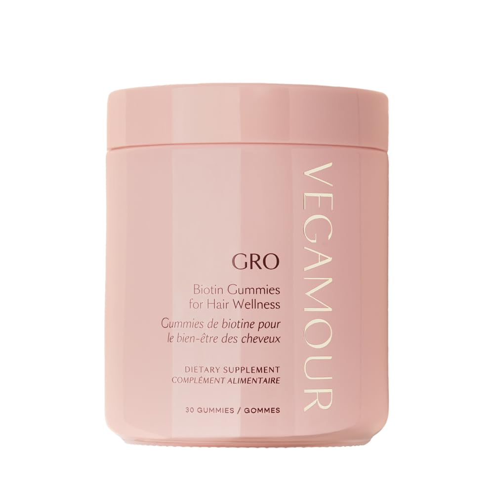 VEGAMOUR GRO Biotin Gummies – Strawberry Flavor, 5000 mcg Biotin (30 Ct)