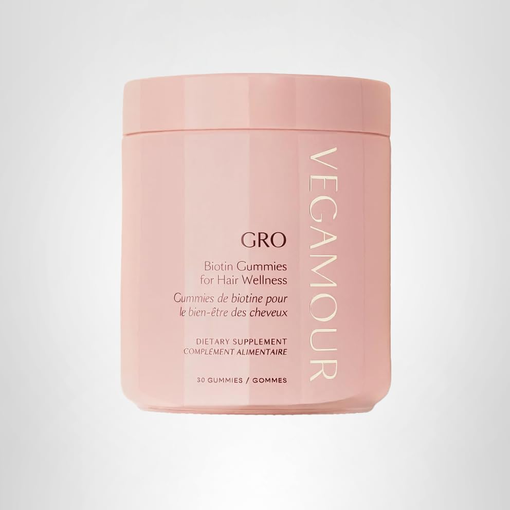 VEGAMOUR GRO Biotin Gummies – Strawberry Flavor, 5000 mcg Biotin (30 Ct)