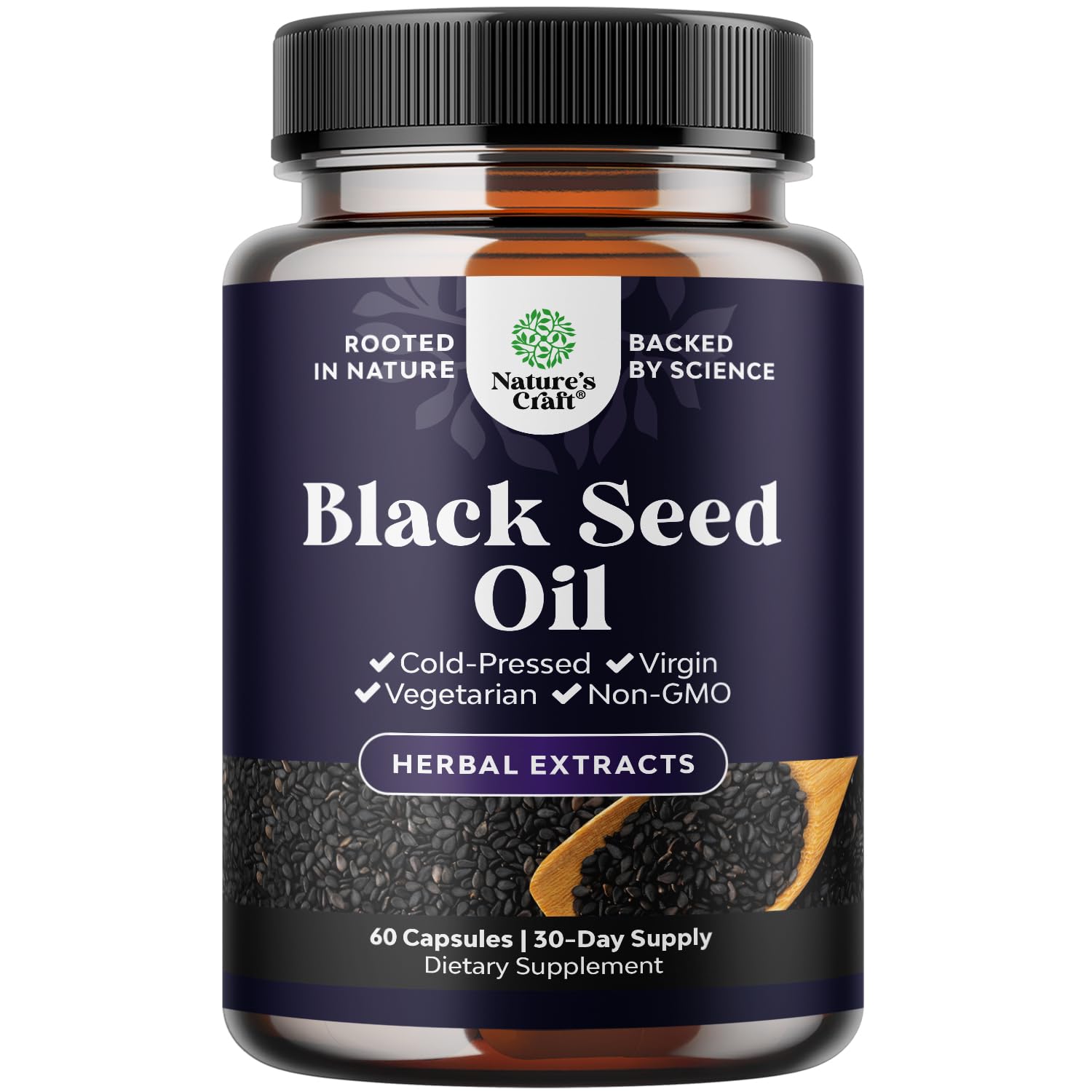 Vegan Black Seed Oil Capsules - Cold-Pressed Nigella Sativa | Hair Growth & Immune Support