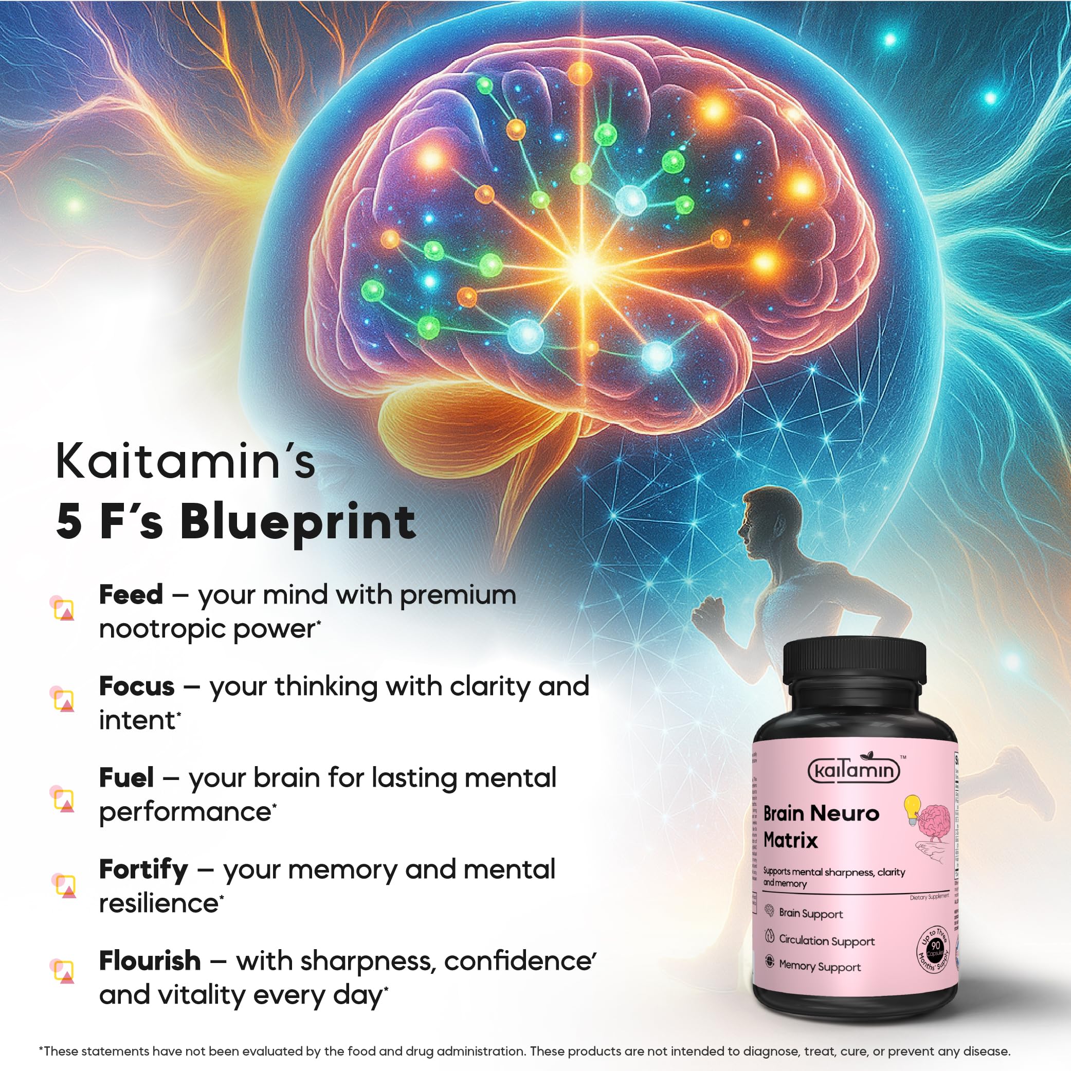 Memory & Focus Nootropic – Brain Matrix with Ginkgo Biloba & Huperzine A | Vegan, Caffeine-Free