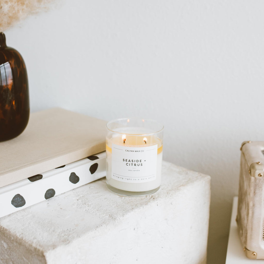 Calyan Wax Co. Sea Mist & Freesia – 2 Wick Soy Candle, 8.8oz | 37h Burn