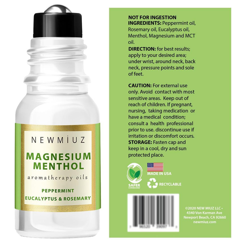 Magnesium Menthol Migraine Roll-On - Natural Fast-Acting Cooling Relief