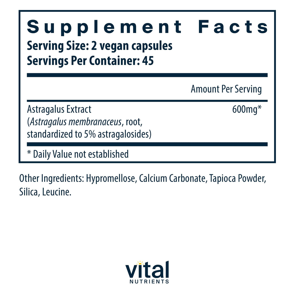 Vital Nutrients Astragalus Root Extract – Vegan Immune Support, 300 mg, 90 Veg Caps