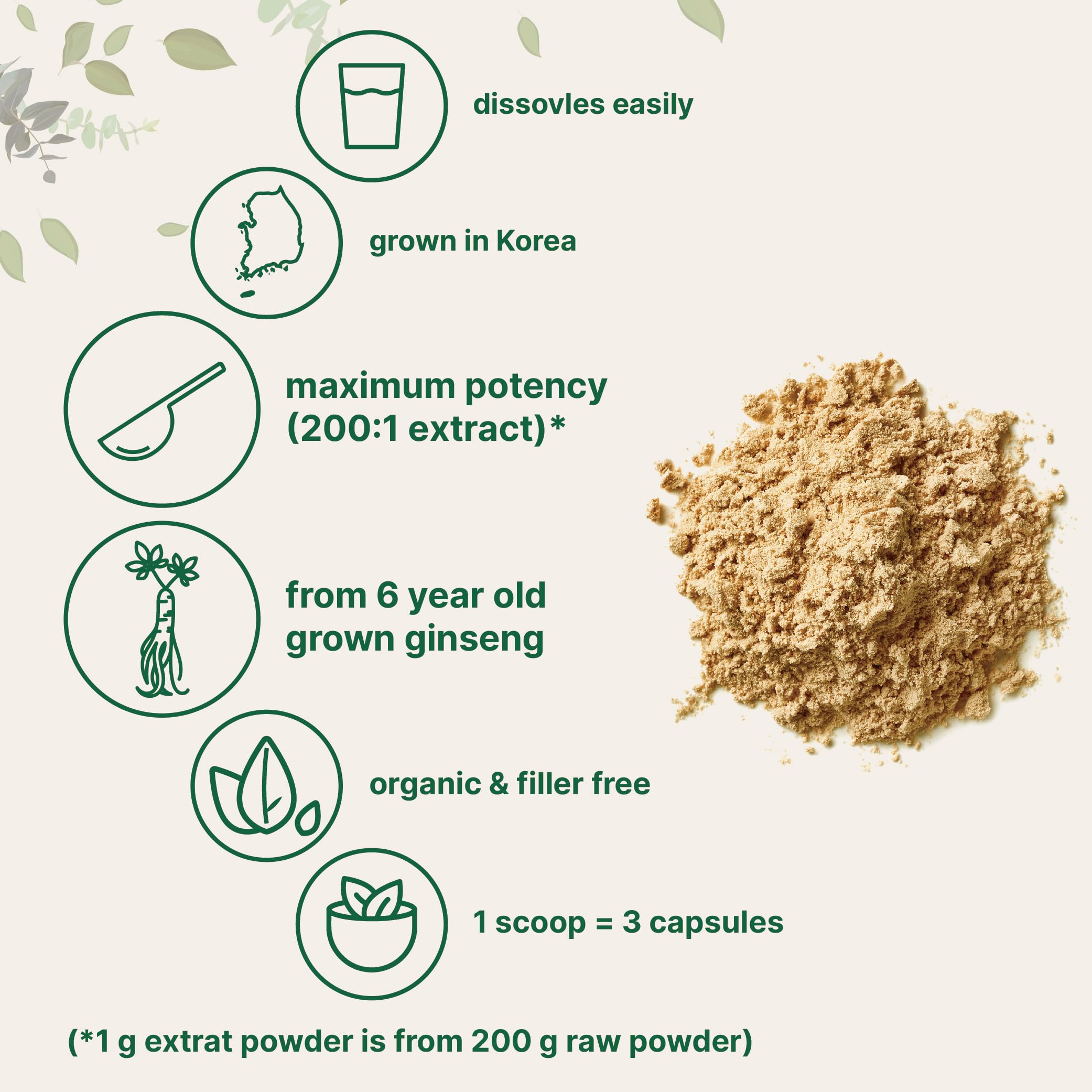 Micro Ingredients Organic Korean Ginseng Powder 200:1 - 4 oz | Red Panax Ginseng, High Ginsenosides