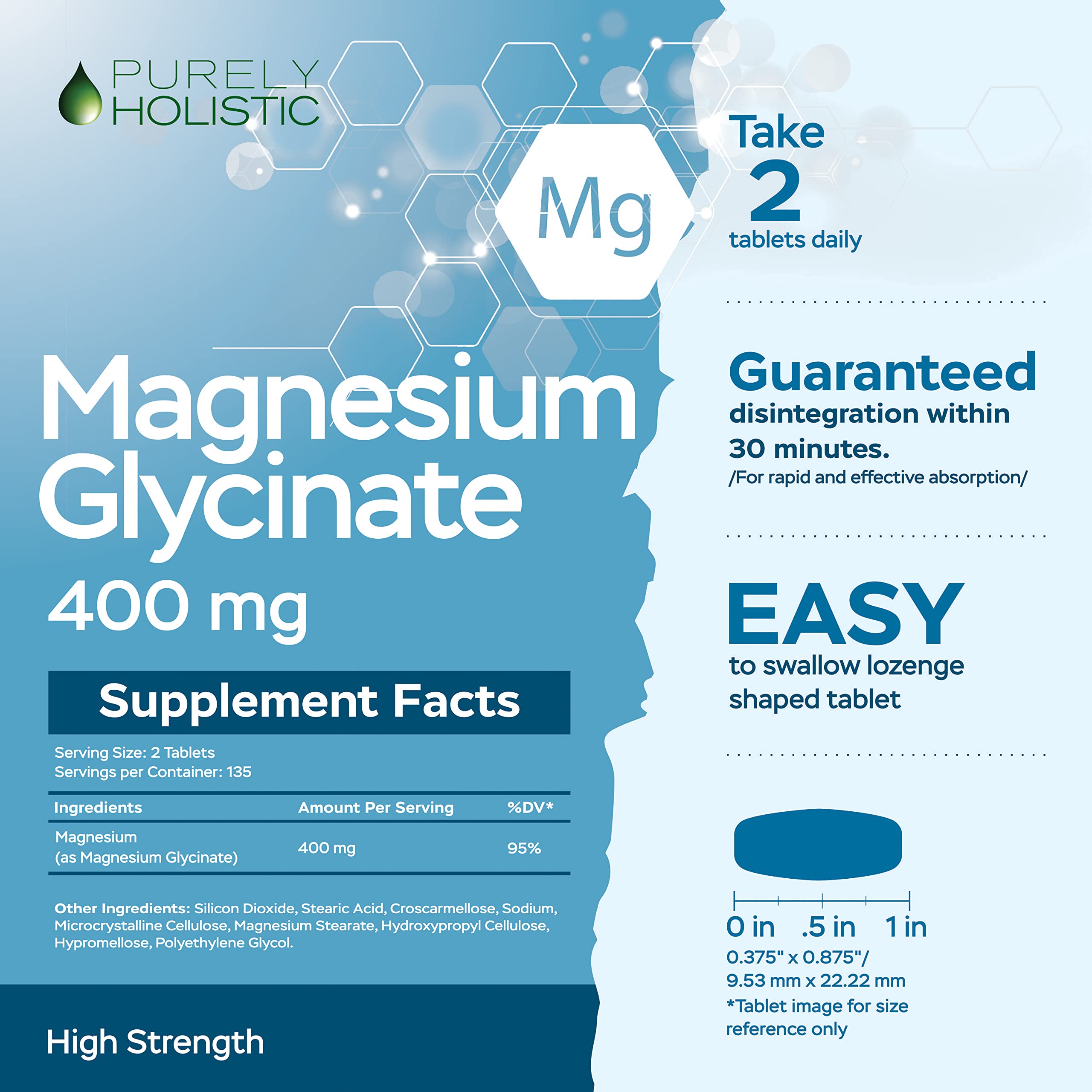 Magnesium Glycinate 400mg – 270 Tablets | High Bioavailability & Vegan