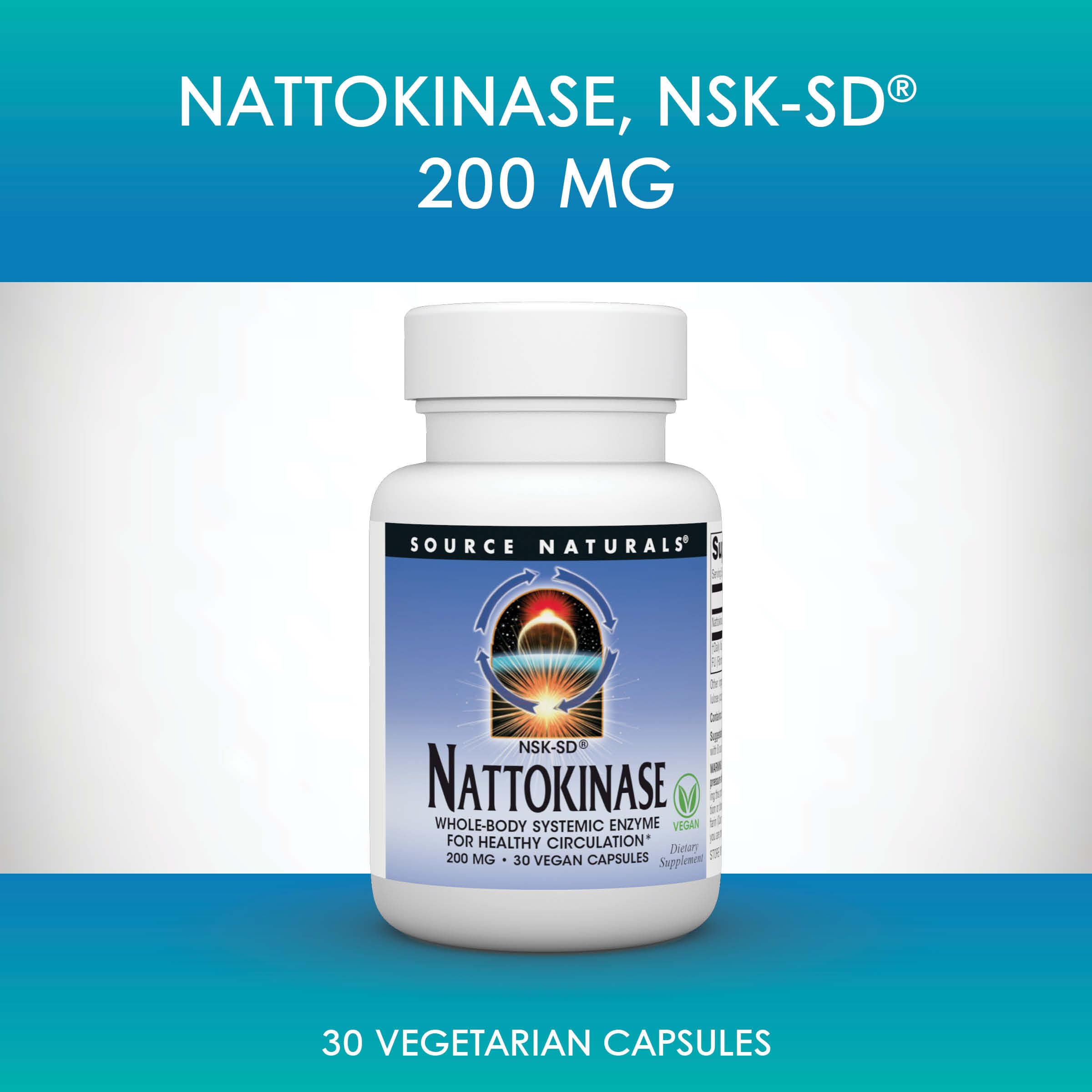 Source Naturals NSK-SD Nattokinase, 200 mg, 30 Vegetarian Capsules – Supports Healthy Circulation