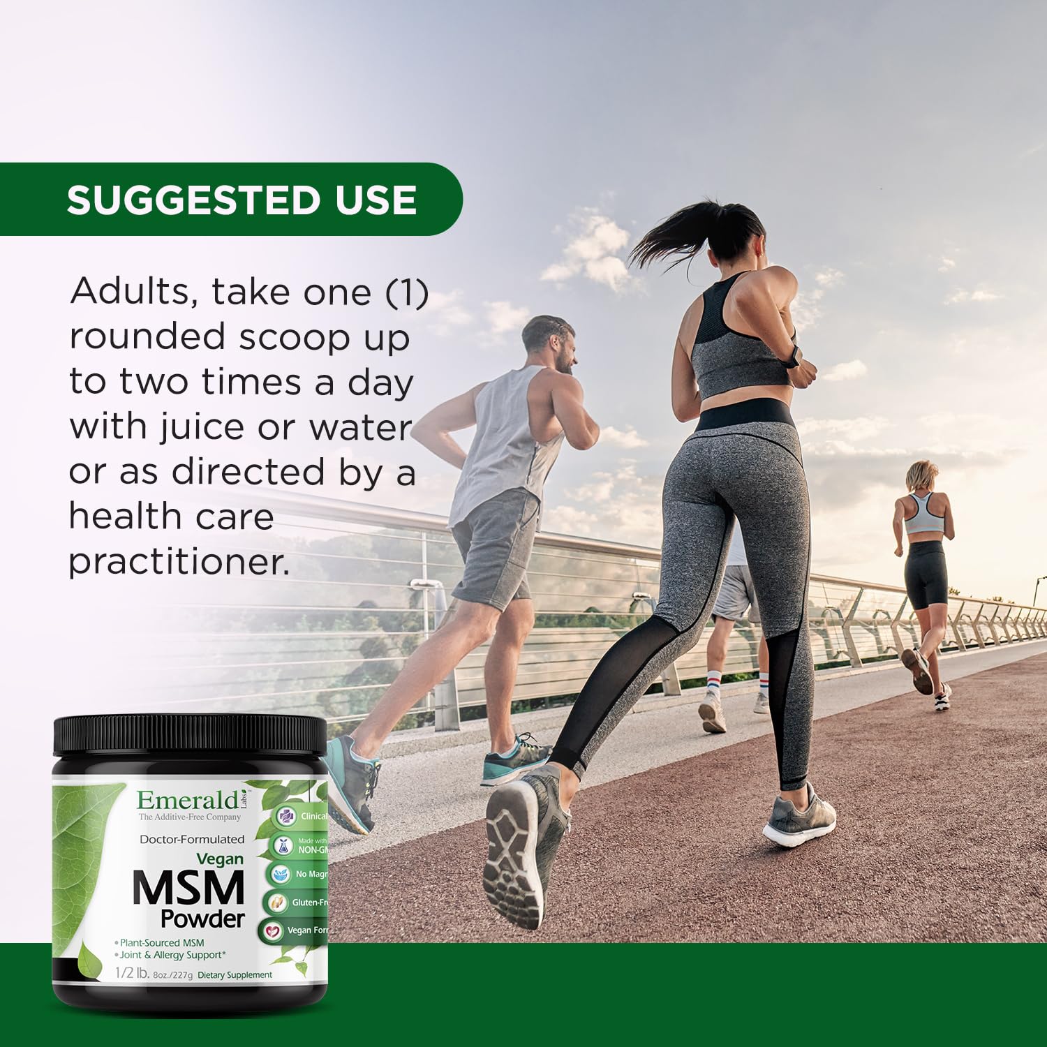 EMERALD LABS MSM Powder - Plant-Sourced Methylsulfonylmethane Supplement for Liver Detox, Joint Health, Skin Health & More - Vegan, Gluten-Free - 8 oz