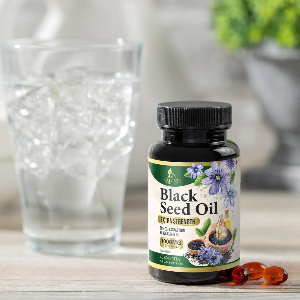 Black Seed Oil Softgels 1000mg – Nigella Sativa, Pure Black Cumin Oil, 60 Softgels | Non-GMO, USA Bottled