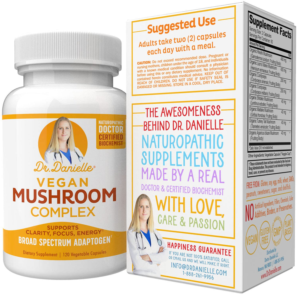 Organic Mushroom Complex for Immune Support - Lion's Mane, Cordyceps & Reishi | Dr. Danielle