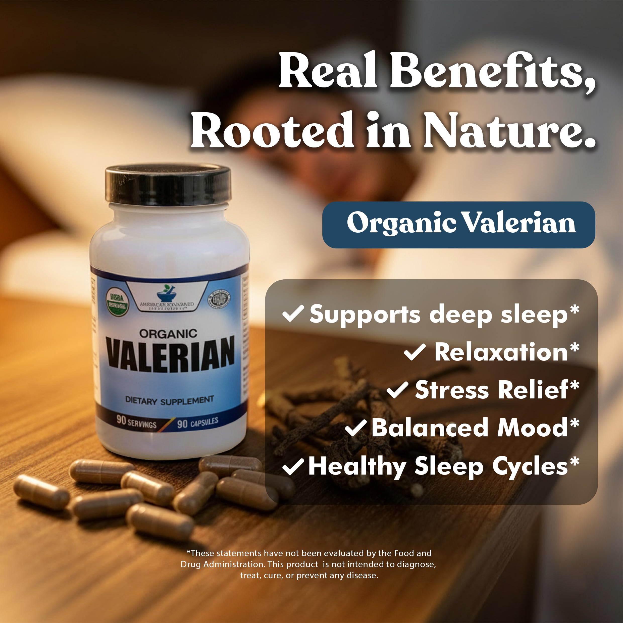 American Standard Organic Valerian – 90 Capsules, Pack of 2 | Vegan, Gluten Free, Non-GMO