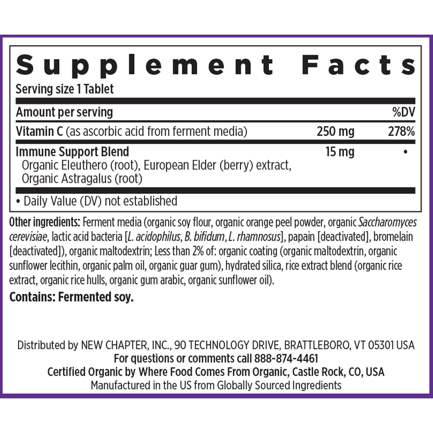 New Chapter Fermented Vitamin C + Elderberry – ONE Daily Immune Support, Collagen Protection, 60 Count