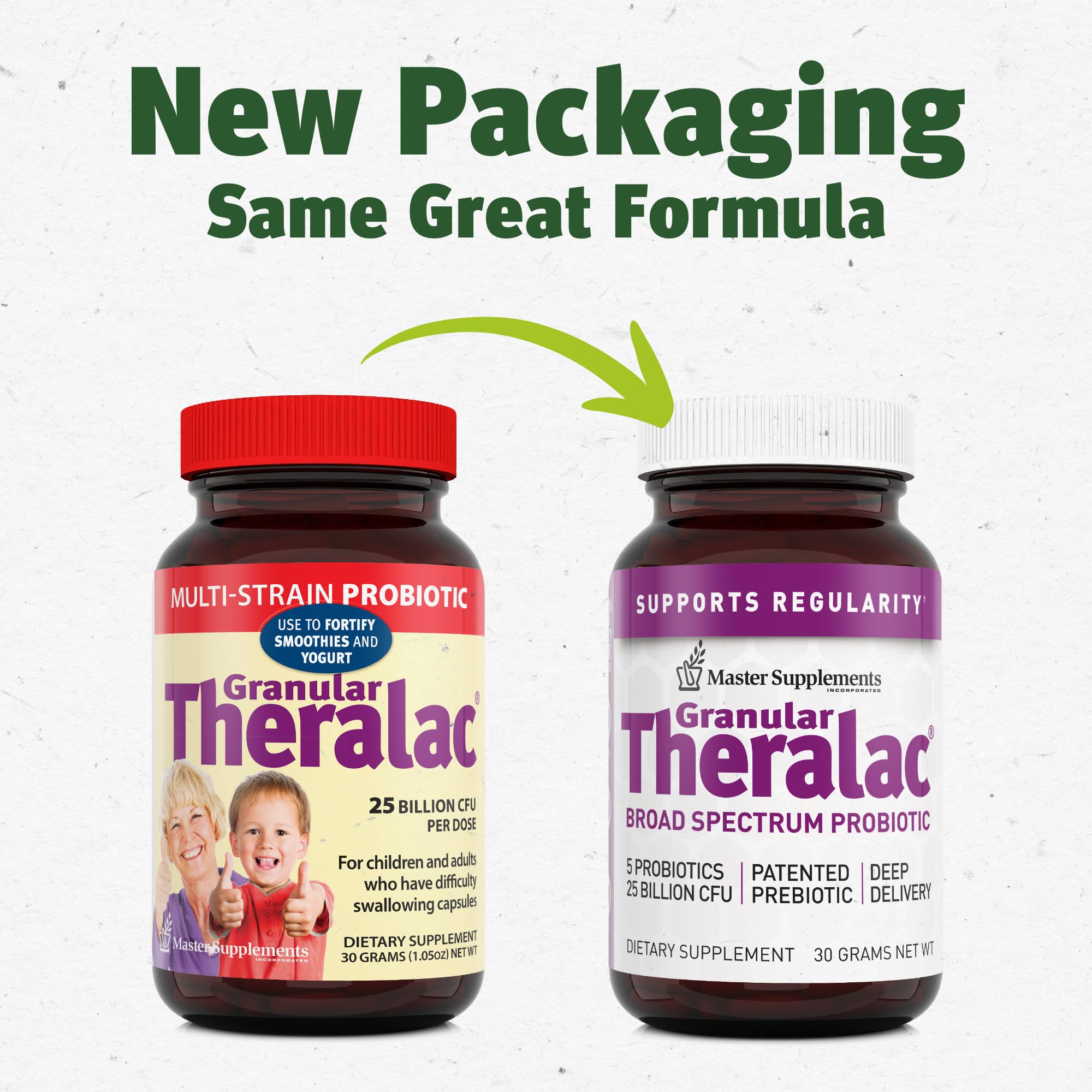 Master Supplements Granular Theralac – 1.05 oz Probiotic Powder for Gut Health | 40 Servings | Vegan & Gluten Free