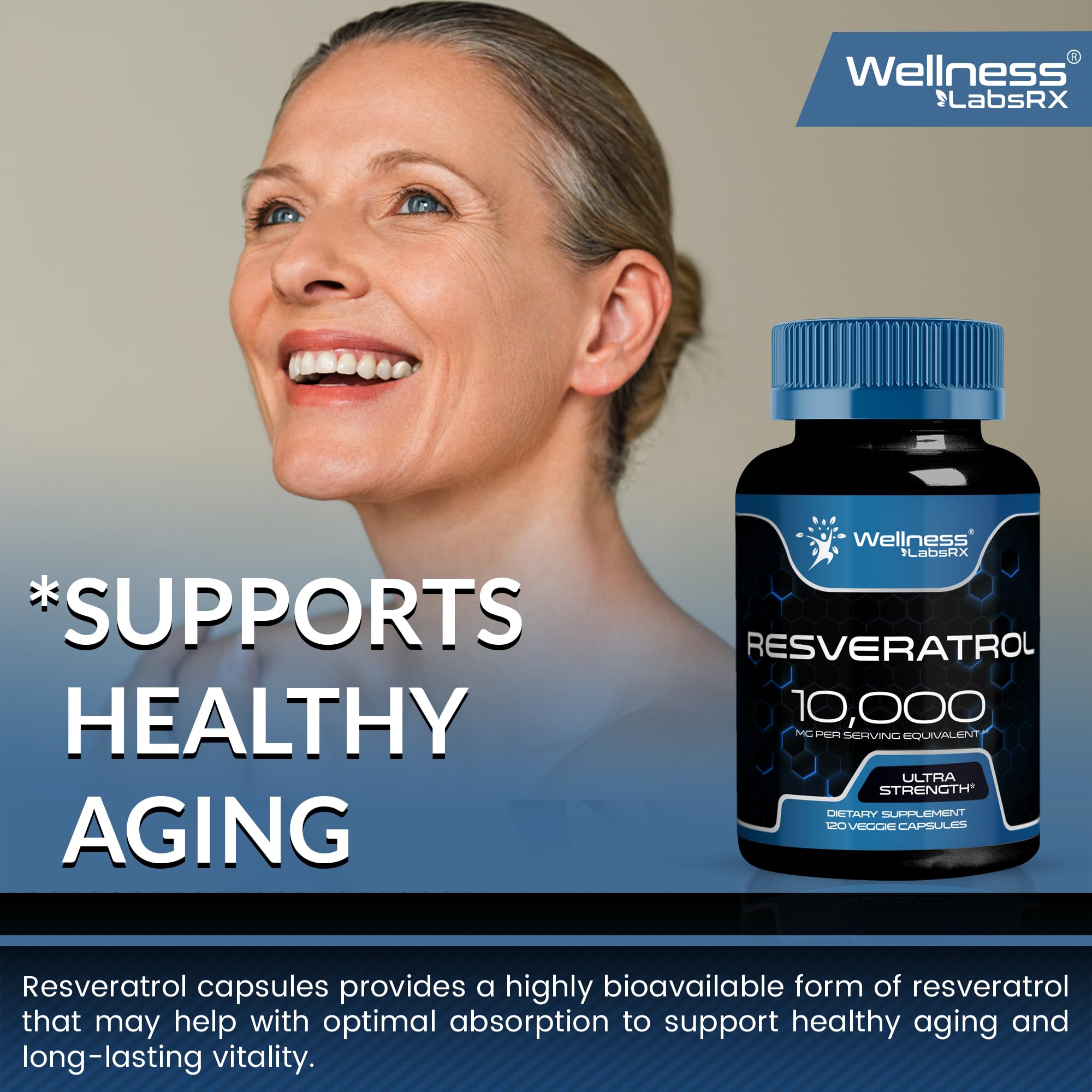 WELLNESS LABSRX Resveratrol 120 Capsules – Trans-Resveratrol for Heart & Brain Health (Vegan, Keto)