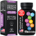 Vegan Iron for Women with Folic Acid | 194% Iron, 168% Folate | Gluten-Free