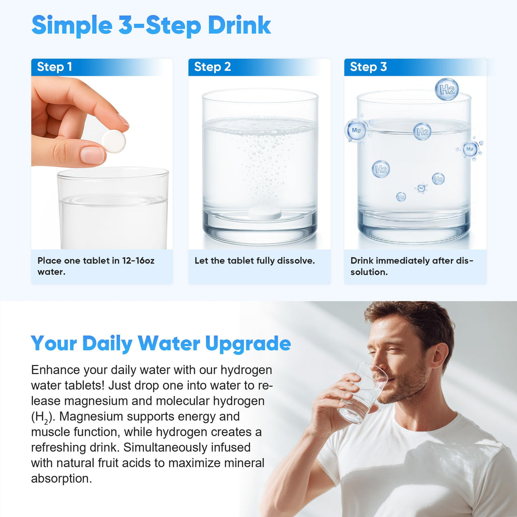 Molecular Hydrogen Tablets 8ppm (120 Count) with Magnesium
