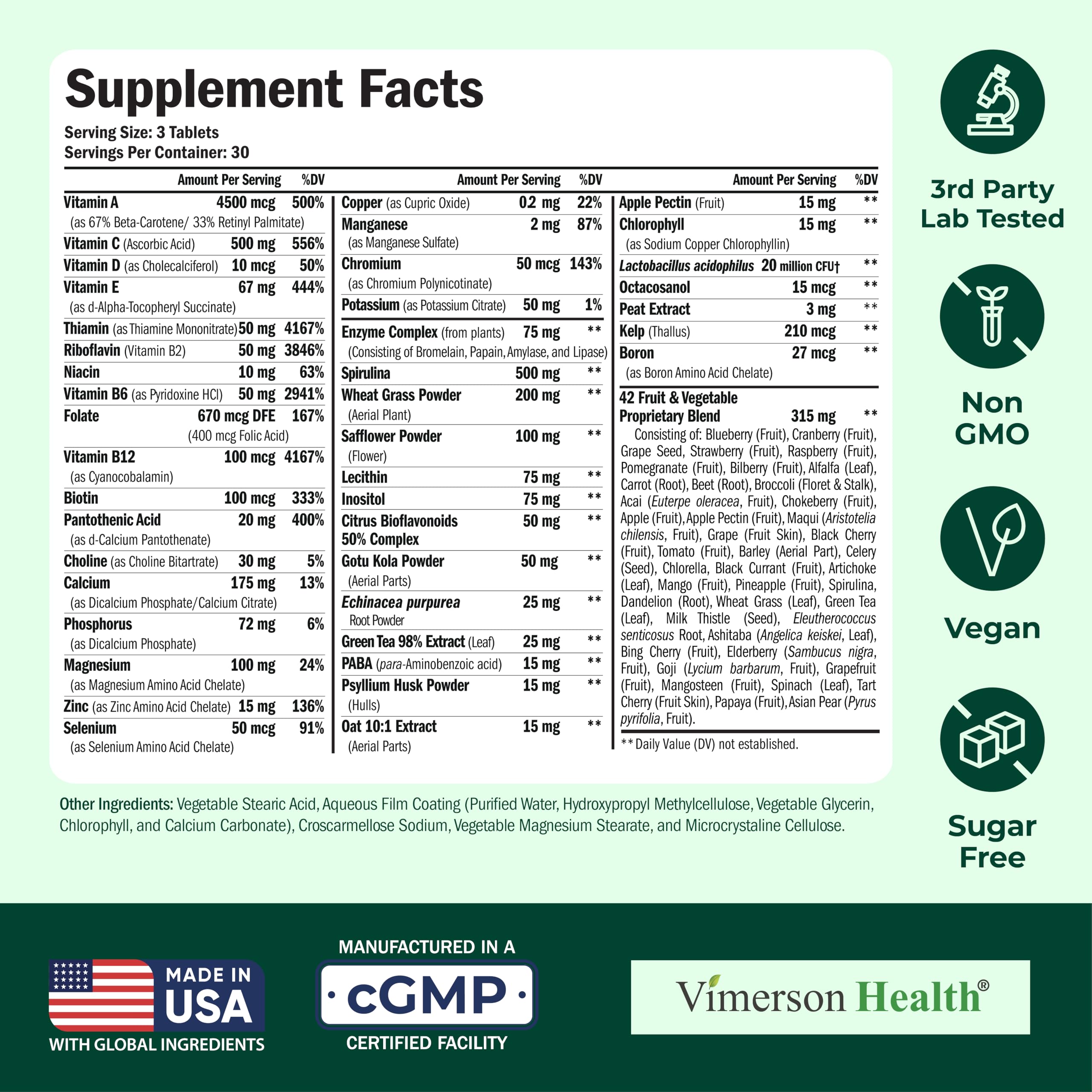 Vegan Multivitamin for Women & Men – 90 Tablets, 23 Essential Nutrients