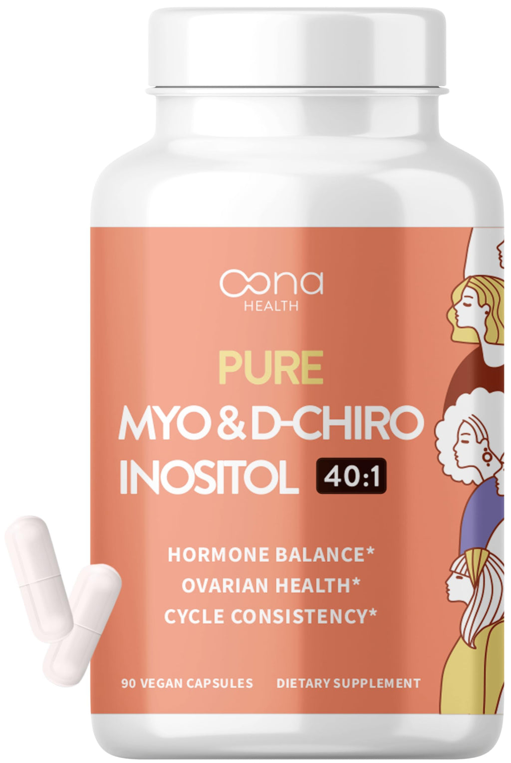 Vegan Myo-Inositol & D-Chiro Inositol Supplement for Women - PCOS Relief, Hormonal Balance, Ovarian Support, Ovulation Support Supplement - Ideal Ratio 40:1-90 Cap - Fertility Supplements for Women