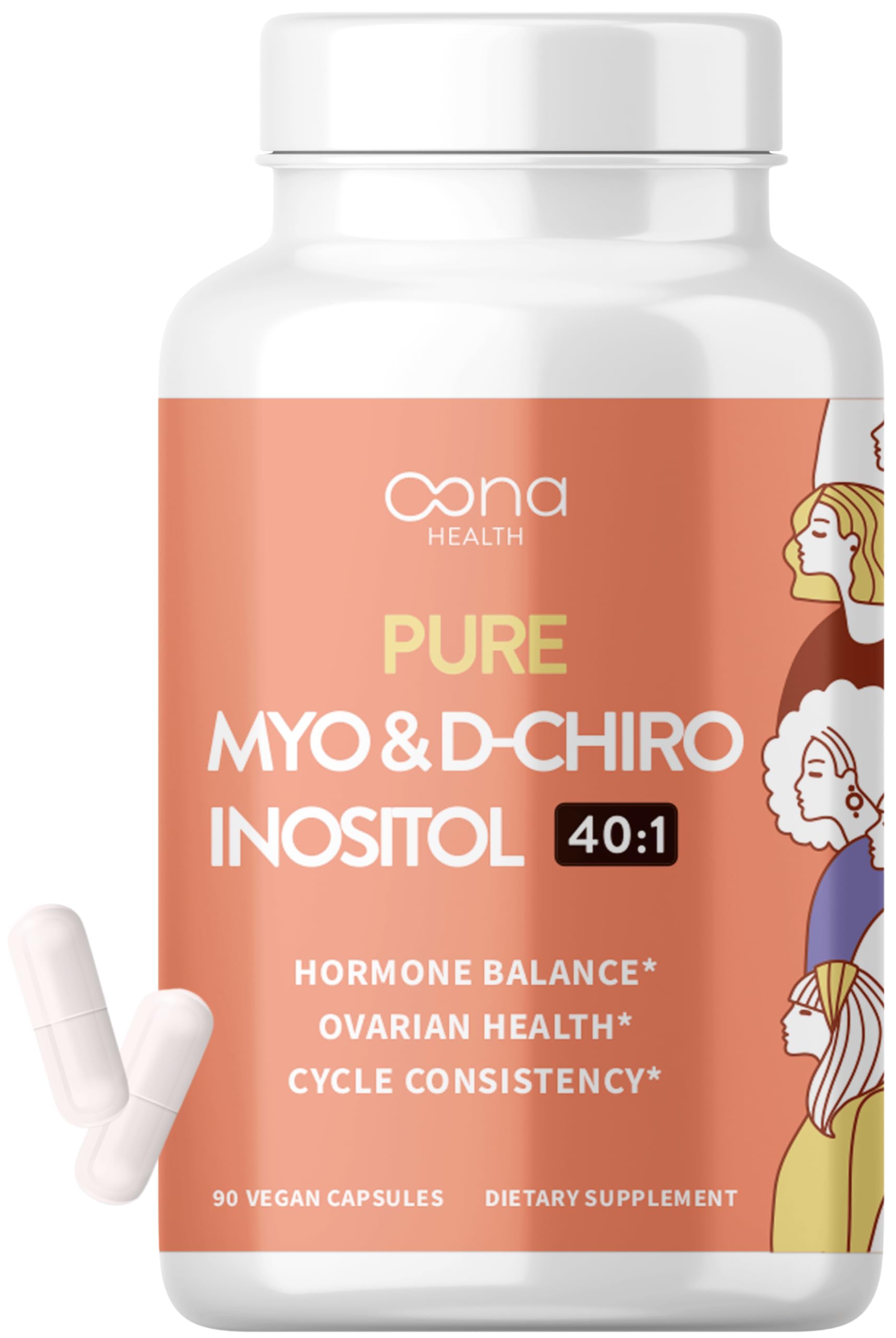 Vegan Myo-Inositol & D-Chiro Inositol Supplement for Women - PCOS Relief, Hormonal Balance, Ovarian Support, Ovulation Support Supplement - Ideal Ratio 40:1-90 Cap - Fertility Supplements for Women