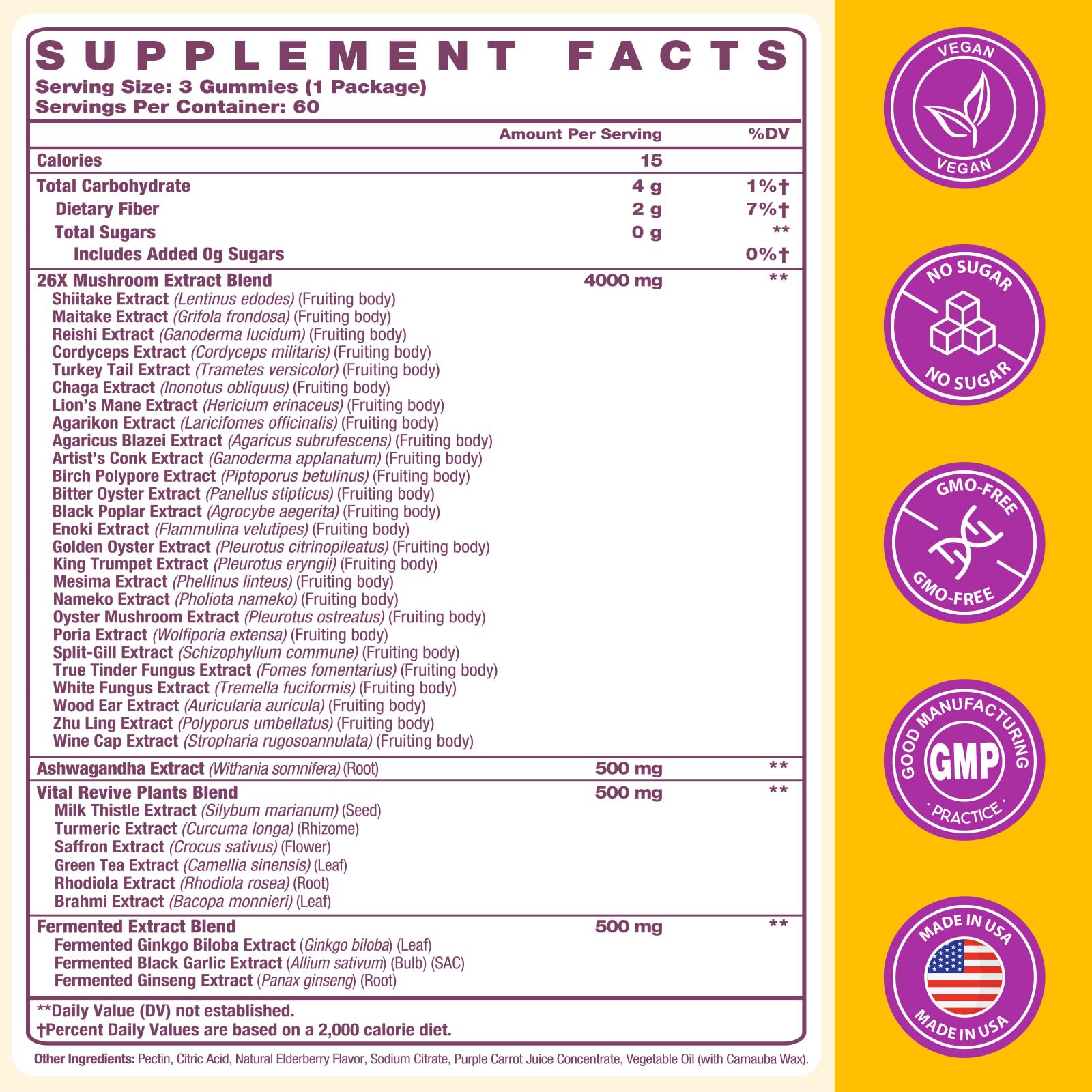 Mushroom Gummies 4000mg – Brain Support, Focus & Immunity (180 Gummies)