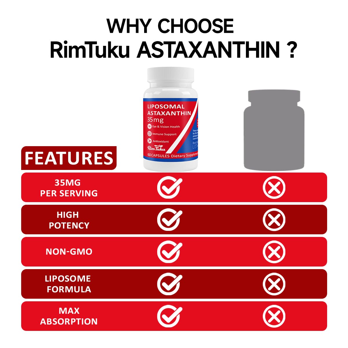 35mg Liposomal Astaxanthin Supplement – Antioxidant Support for Skin, Joints & Eyes (Vegan, Non-GMO)
