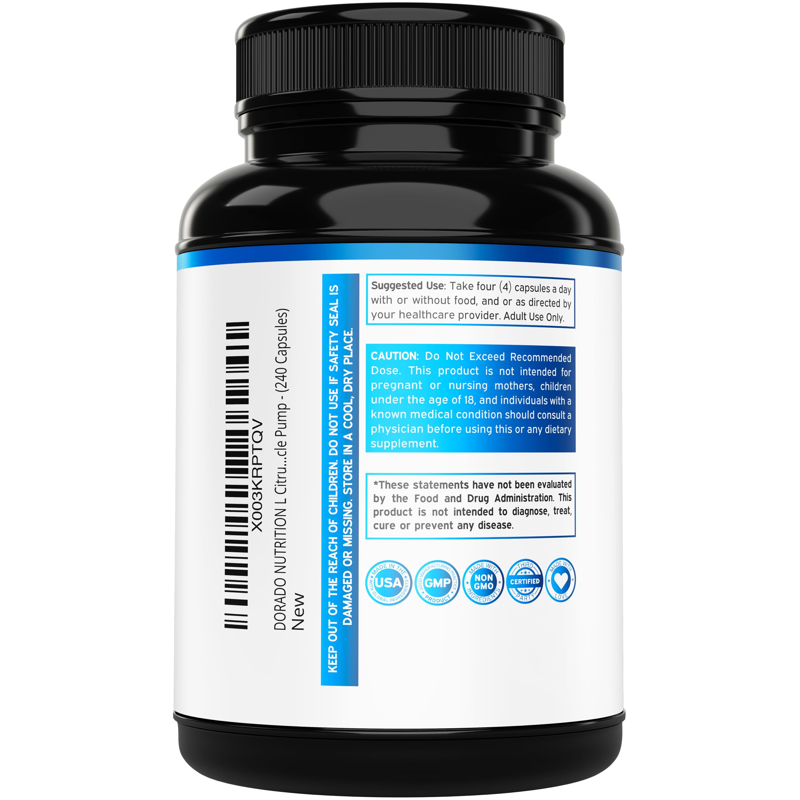 L-Citrulline 3000mg Supplement – 240 Capsules | Vegan, Non-GMO, USA Made