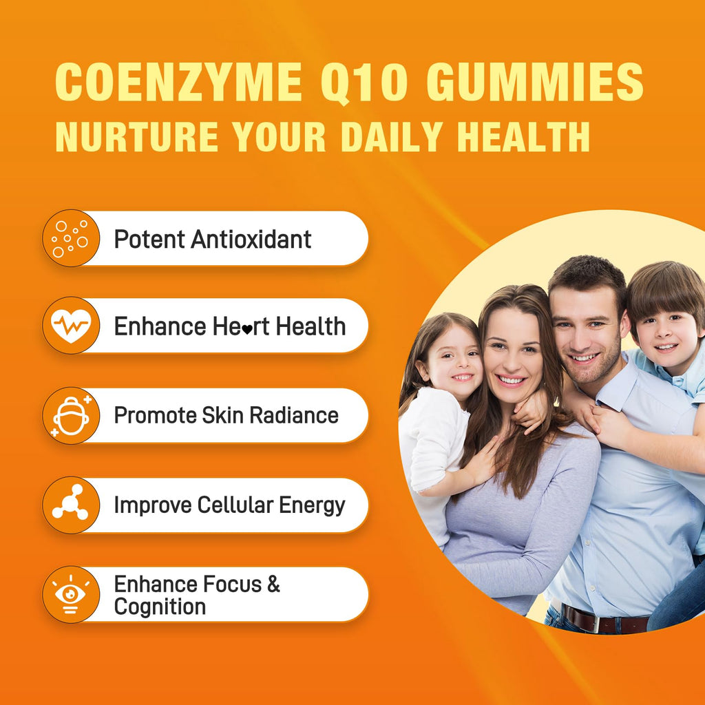 Sugar Free CoQ10 Gummies with Omega-3, Vitamin B3, Zinc & Magnesium – 5X Absorption, Peach Flavor (60 count)