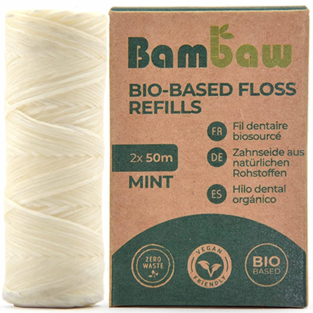 Vegan Refill Dental Floss | 2 x 55 Yards | Plastic Free, Zero Waste | Bambaw Mint