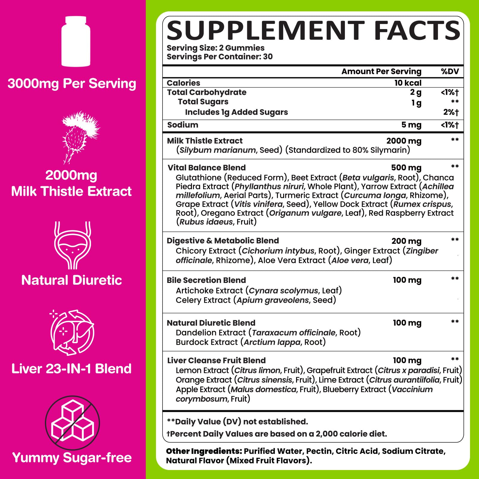 Liver Cleanse Detox Gummies – 2000mg Milk Thistle, 60 Gummies, 23-in-1
