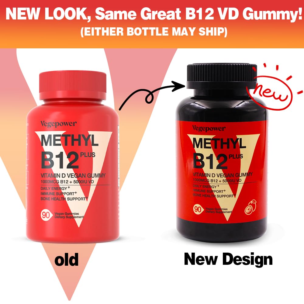 Vegan Vitamin D3 + B12 Gummies – Orange Flavor, 90 Gummies for Adults & Kids | Vegepower