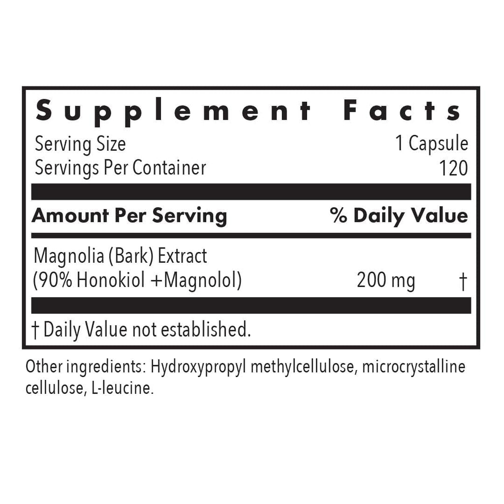 Allergy Research Group Magnolia Extract Dietary Supplement - Stress Sleep Support, Cortisol Balance, Honokiol, Magnolia, Hypoallergenic, Vegetarian Capsules, Gluten Free - 120 Count
