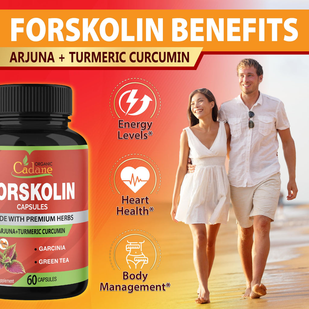 Forskolin Supplements Capsules with Turmeric Curcumin, Arjuna, Garcinia Cambogia, Green Tea – 60 Capsules
