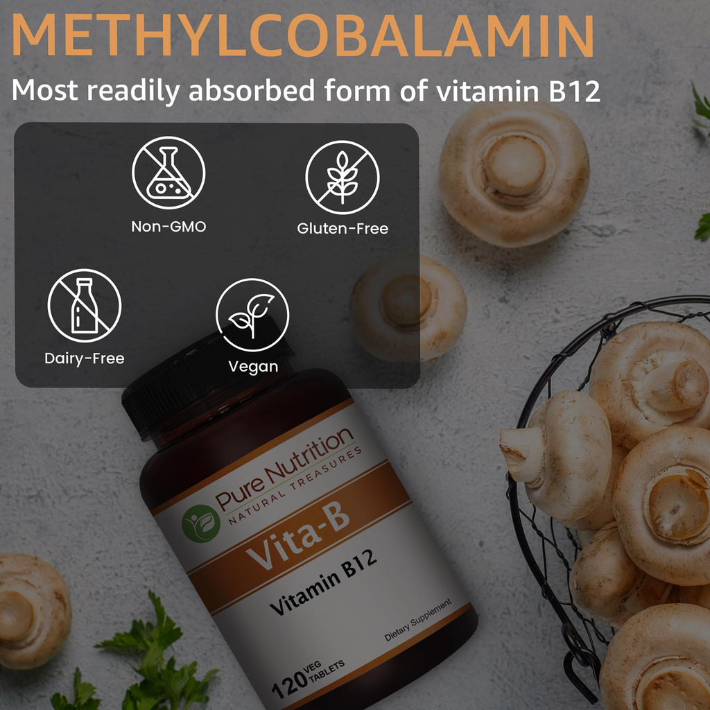 Pure Nutrition Vitamin B12 1500mcg Methylcobalamin | 120 Veg Tabs | Non-GMO