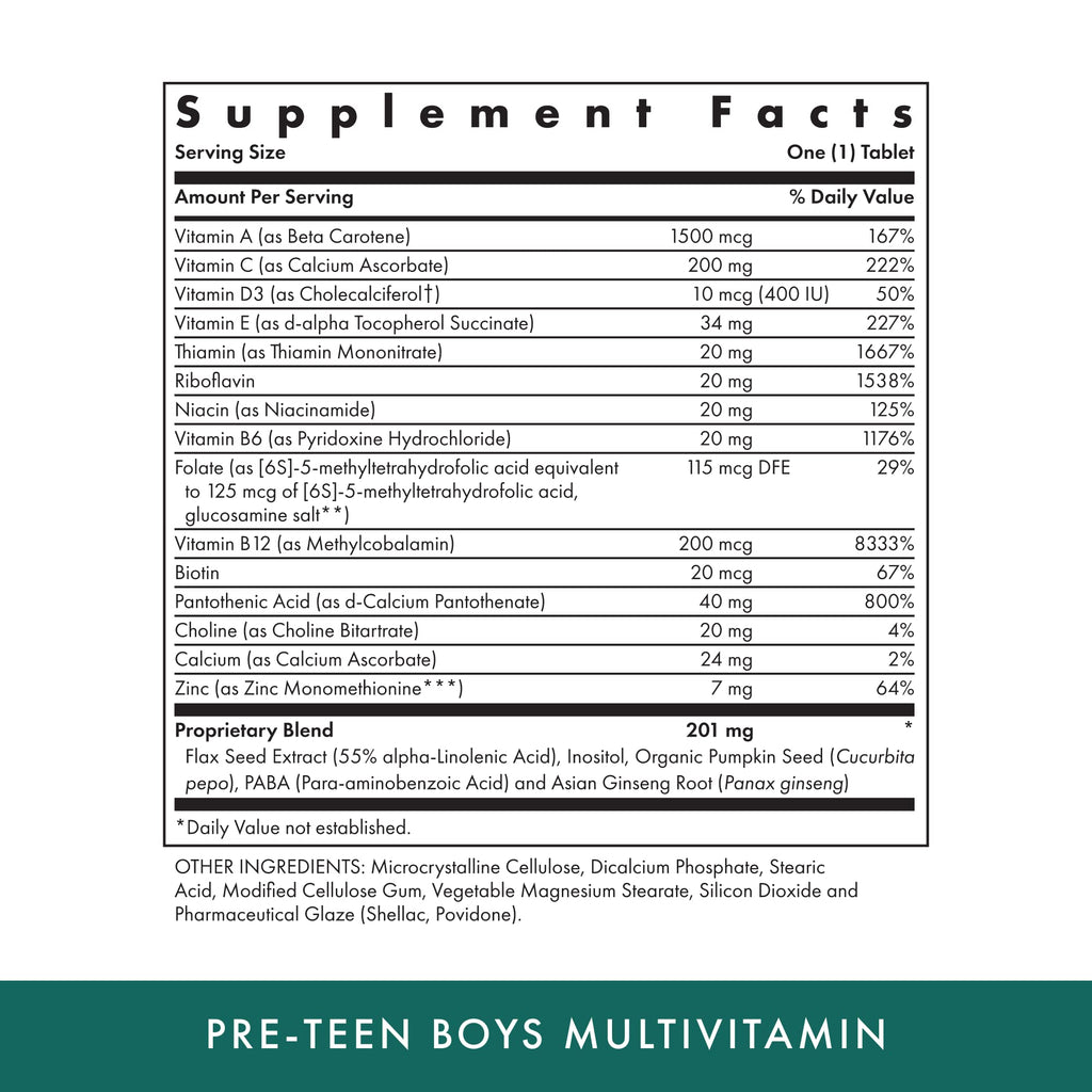 MICHAEL'S Health Naturopathic Programs Pre-Teen Boys Daily Multivitamin - 60 Vegetarian Tablets - Kosher