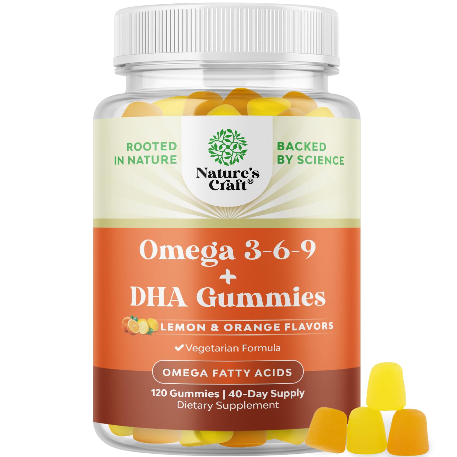 Vegetarian Omega 3-6-9 Gummies for Adults - Plant-Based DHA 3-6-9 | Burpless & Fish Free