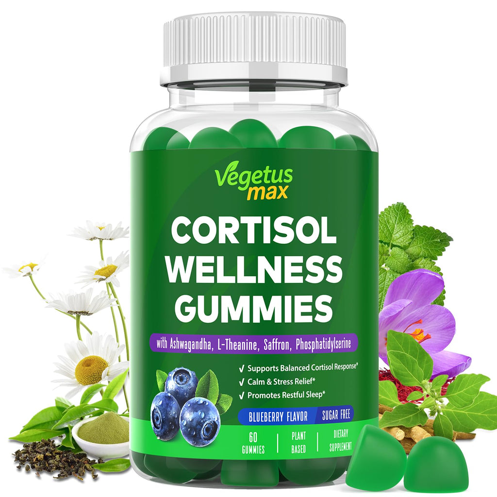 VEGETUSMAX Cortisol Gummies – Low Cortisol Support for Women, Sleep & Stress Relief, Vegan