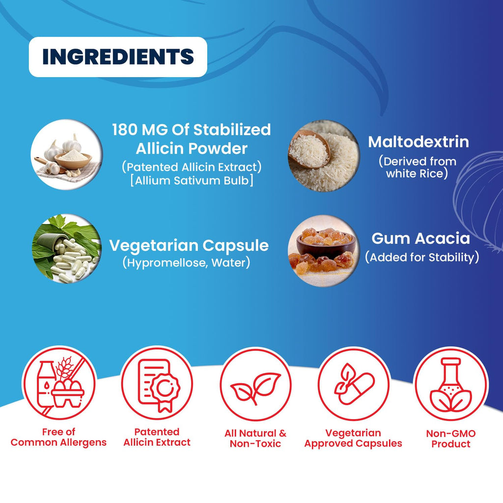 BuyNaturally Potent Allicin Odor-Controlled Garlic Supplement | Mega Allicin 180,000 mcg Veggie Capsules (90 Count)