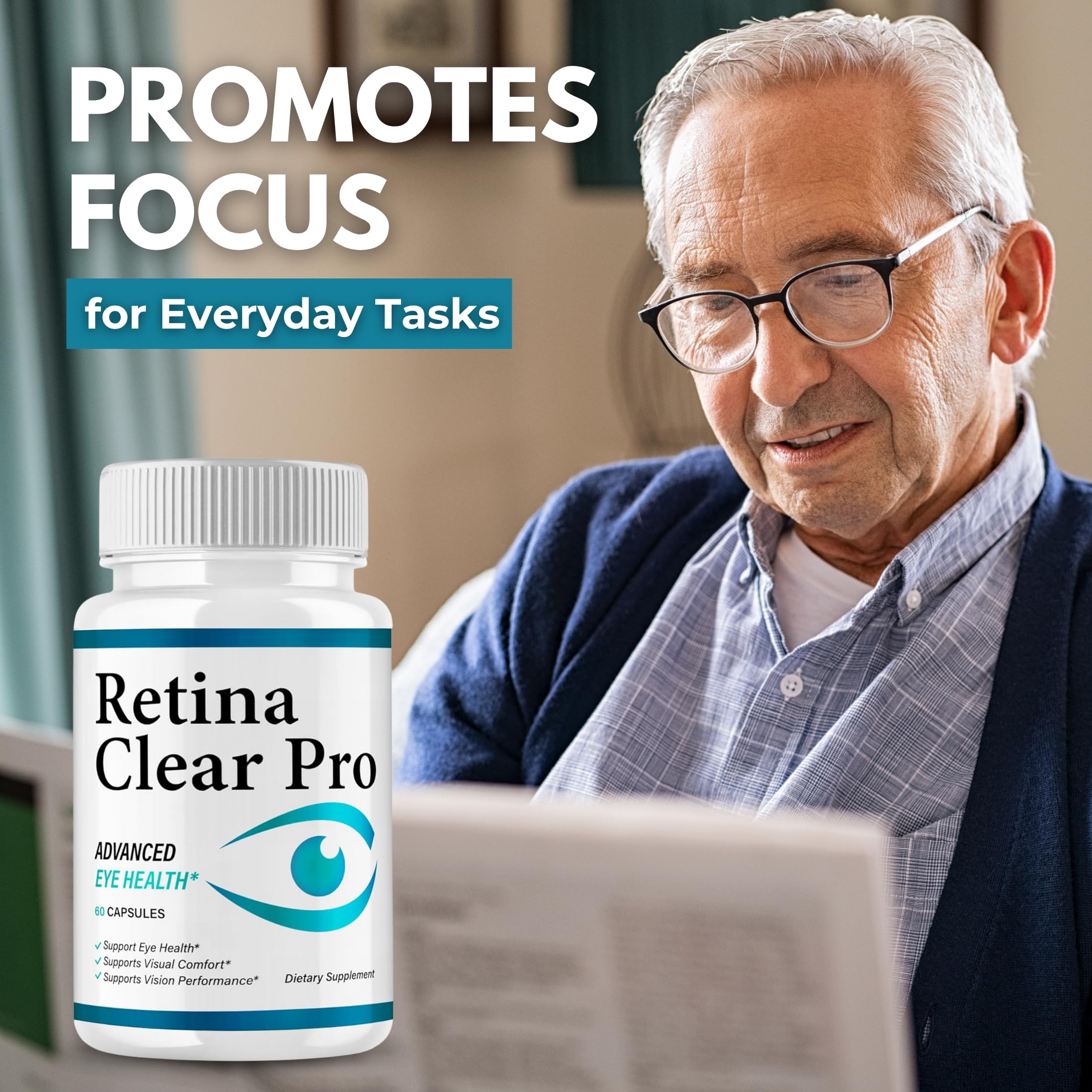 VegHerbs Retina Clear Pro - Premium Eye Health Capsules, 60 Caps Per Bottle, Pack of 3