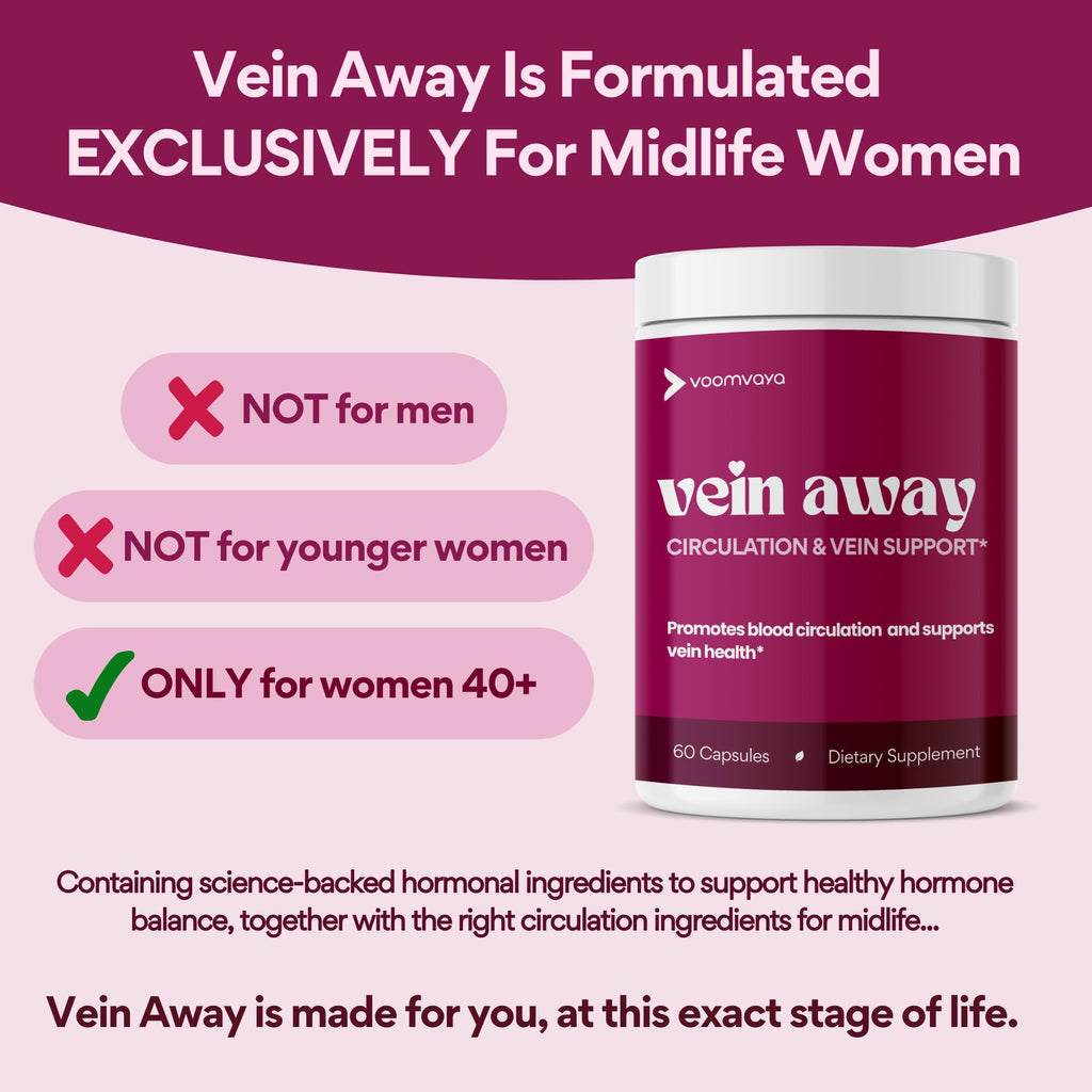 VoomVaya Vein Away – Vein Support & Circulation for Women 40+ | 60 Capsules