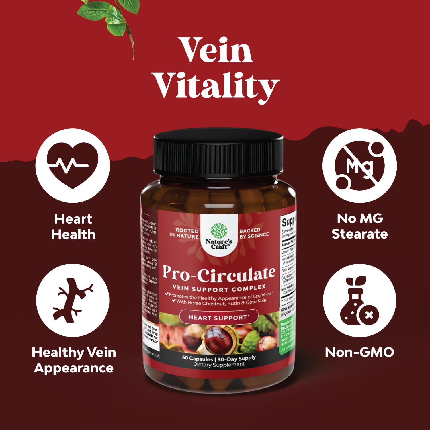 Vein Support for Legs & Veins – Horse Chestnut, Flavonoids, Vegan