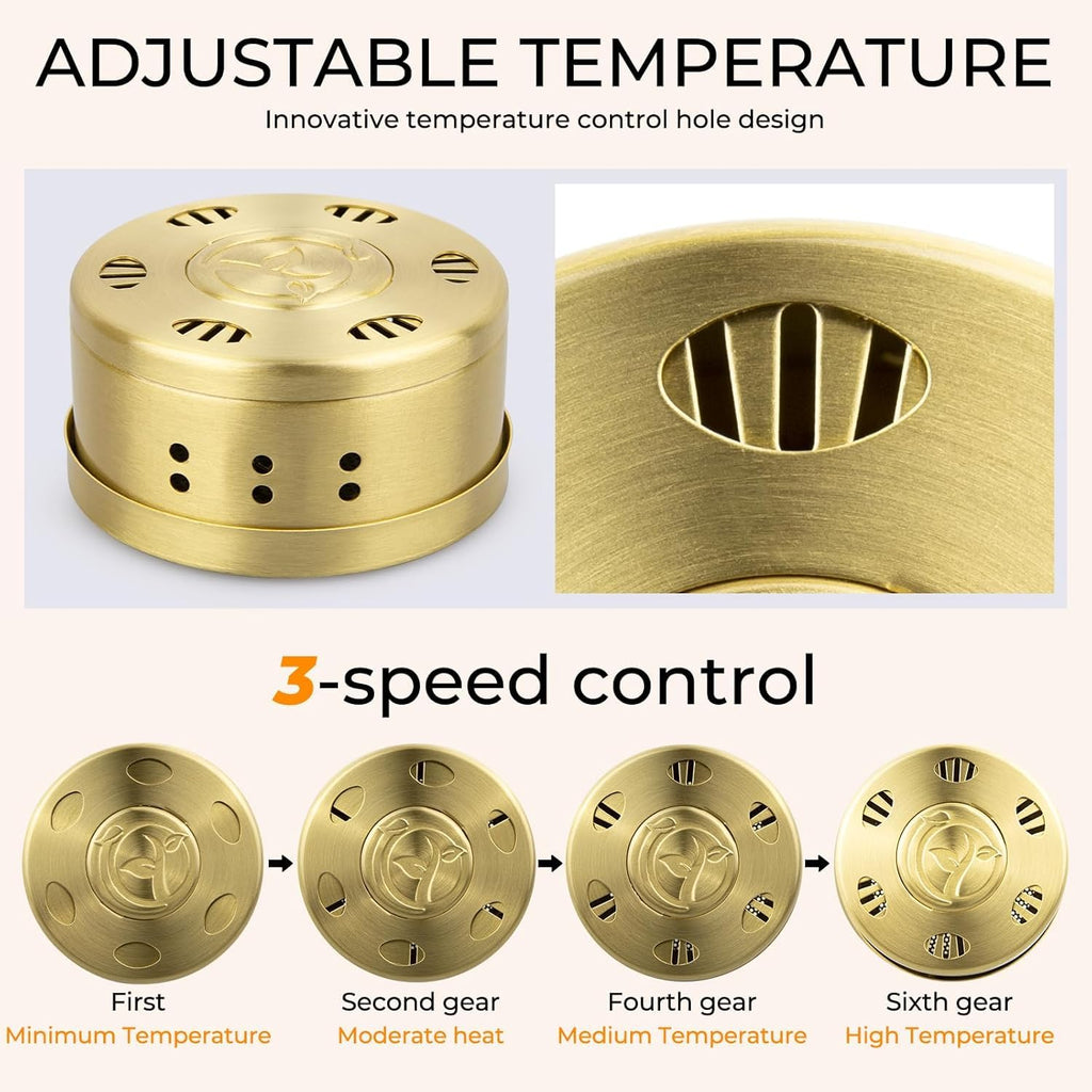 Velorique Smokeless Copper Moxa Box | Copper Tank Moxibustion Tool with Ai Jiu Bag for Neck, Shoulder, Back – Remove Dampness
