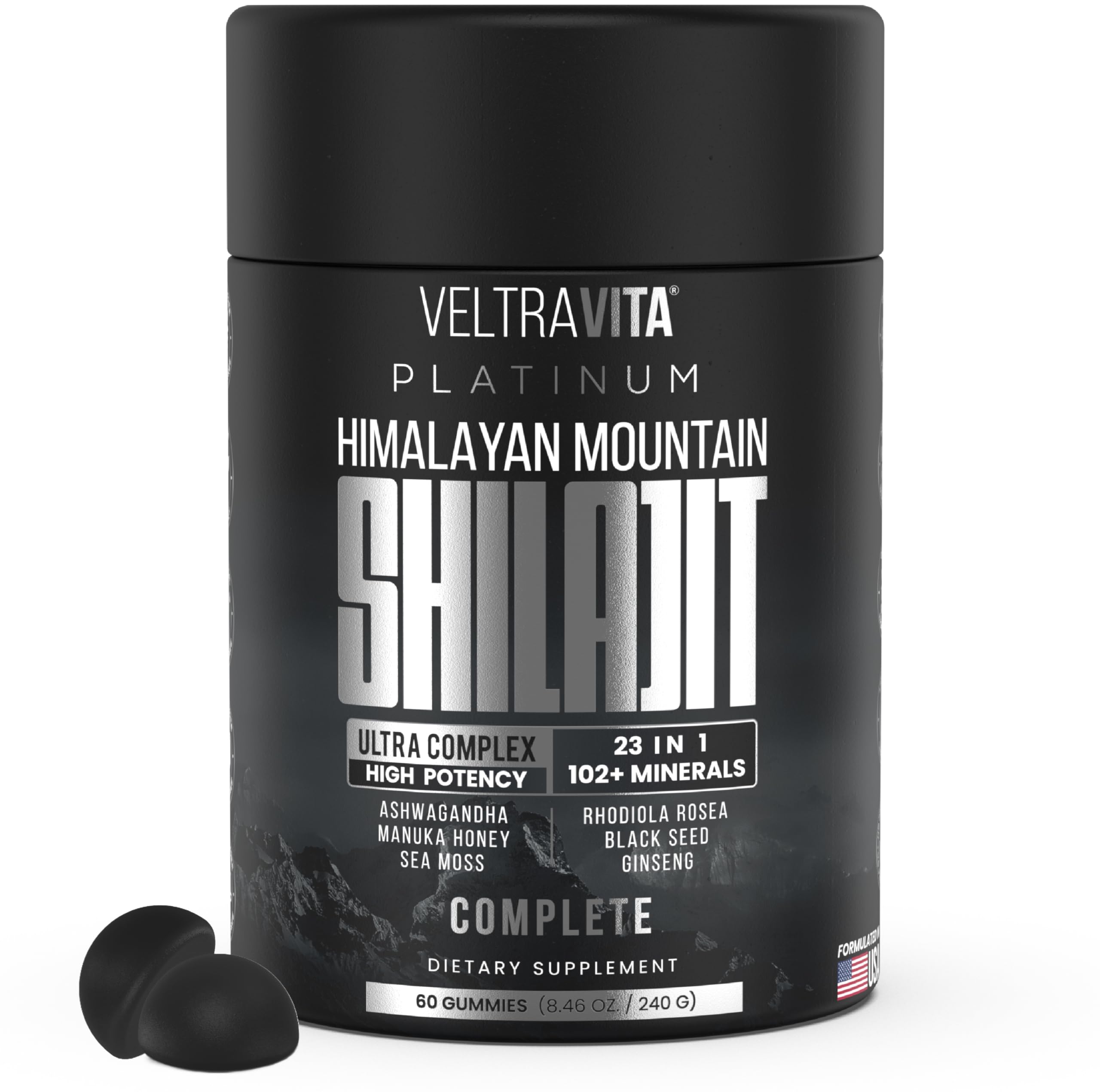 VeltraVita 28000 mg 23-in-1 Shilajit Gummies for Men – Lab-Tested, Sugar-Free