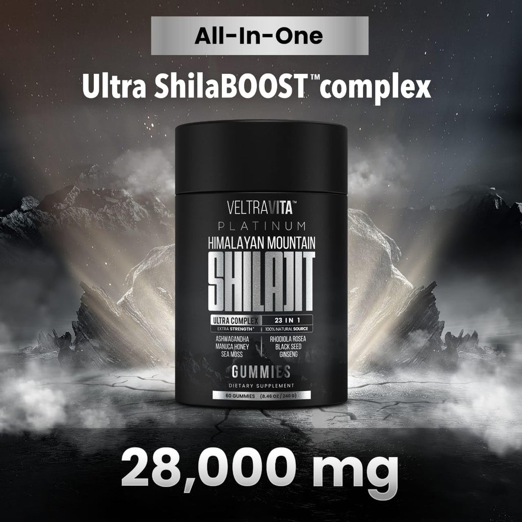 VeltraVita 28000 mg 23-in-1 Shilajit Gummies for Men – Lab-Tested, Sugar-Free