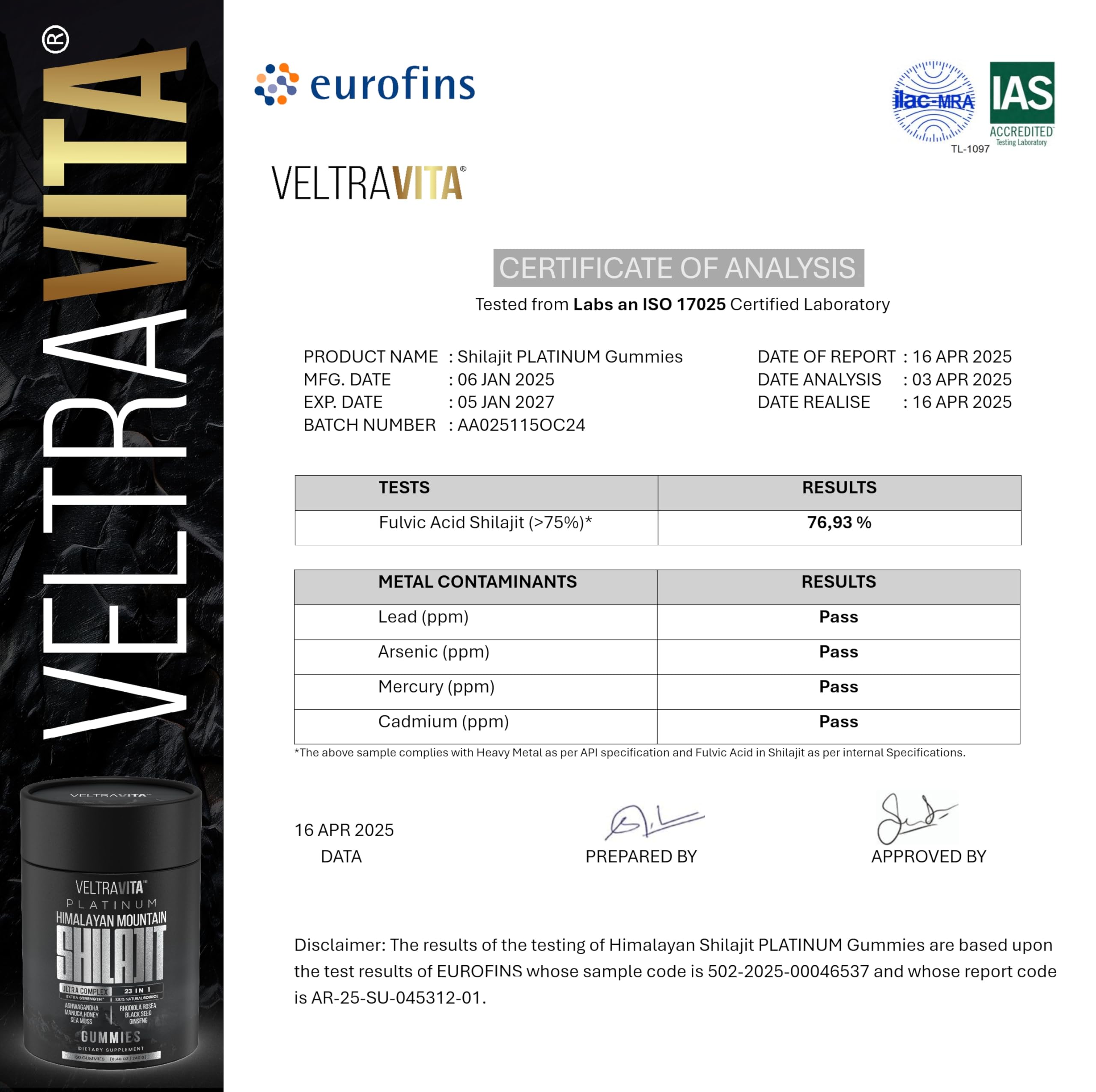 VeltraVita 28000 mg 23-in-1 Shilajit Gummies for Men – Lab-Tested, Sugar-Free