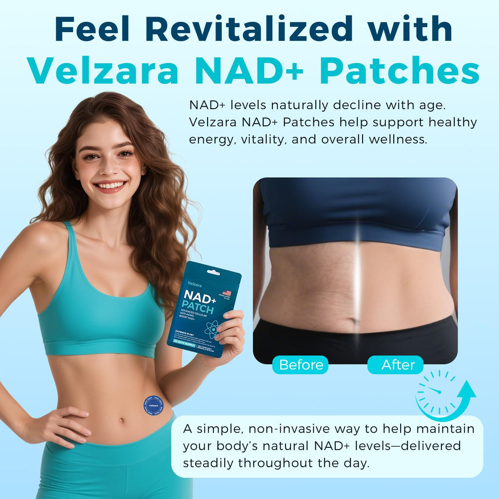 Velzara NAD+ Patches Comfortable All-Day Wear Vegan, Water-Resistant 90 Patches