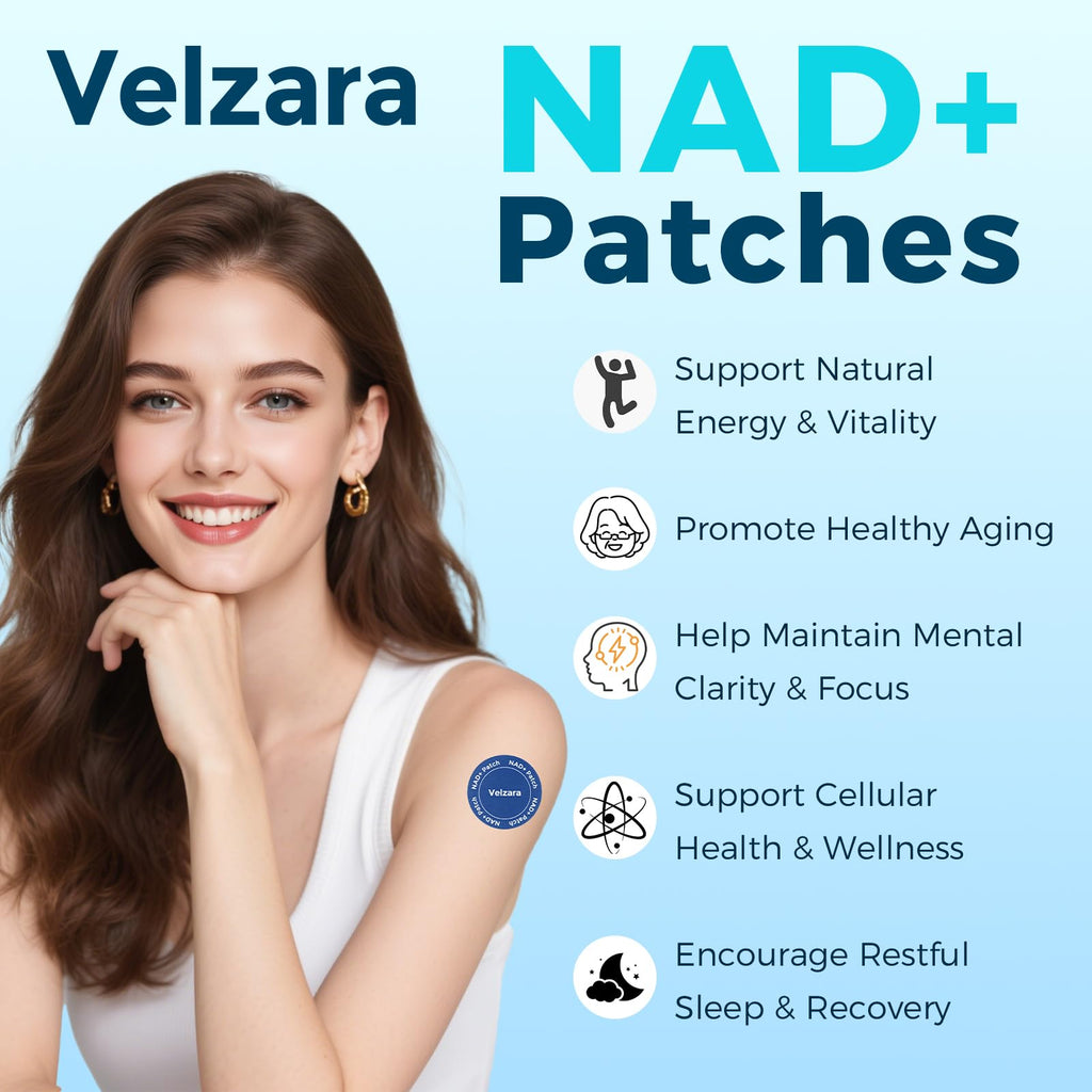 Velzara NAD+ Patches Comfortable All-Day Wear Vegan, Water-Resistant 90 Patches