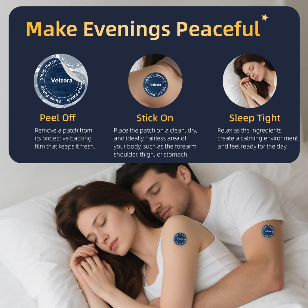 Velzara Natural Sleep Patches Support A Peaceful Nights – Gentle & Convenient – 30 Patches
