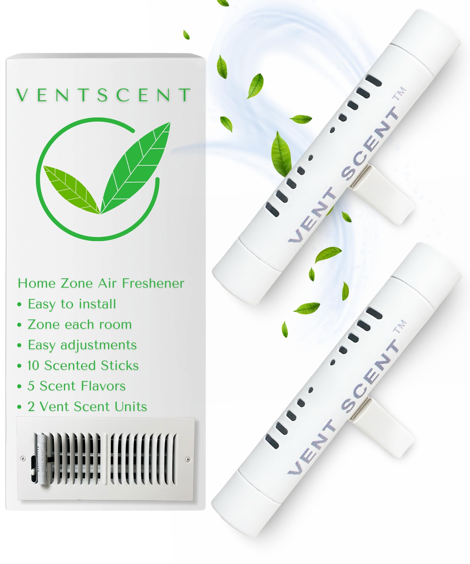 Vent Scent Whole Home Air Freshener | 10 Scented Sticks Included | Passive Diffuser
