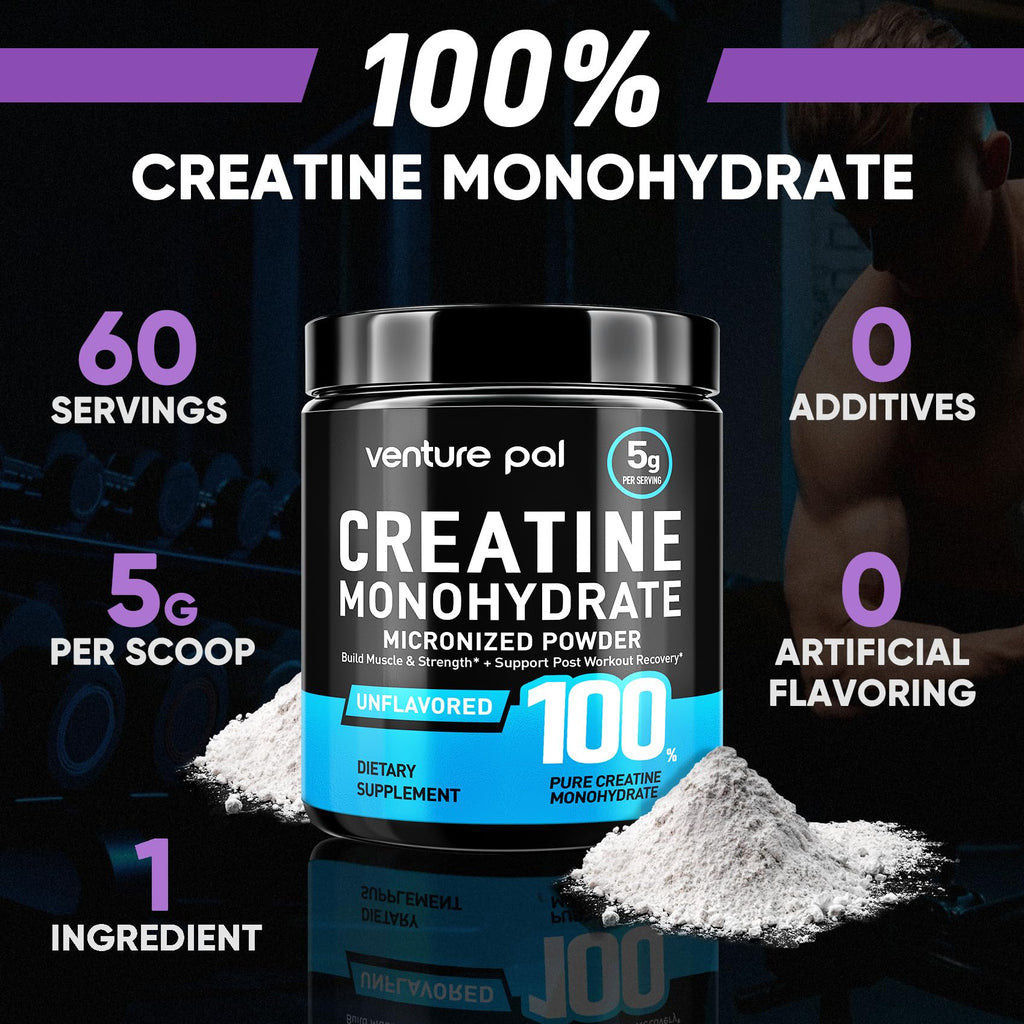 Venture Pal Micronized Creatine Monohydrate – Unflavored Creatine Powder for Training, Muscle & Strength Support