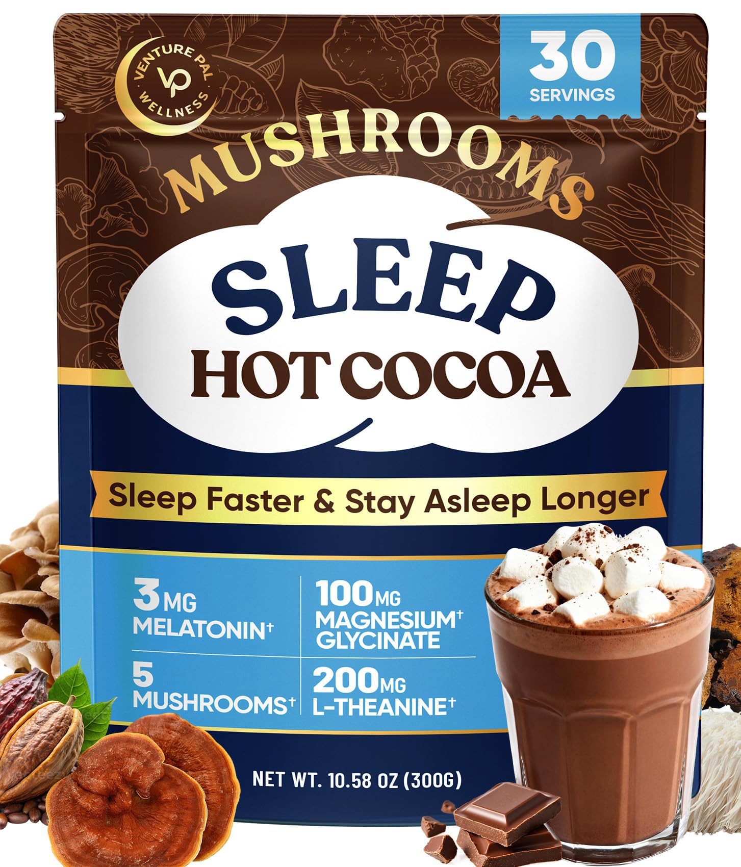 Venture Pal Mushroom Cocoa Powder with Melatonin 3mg – Sleep Support